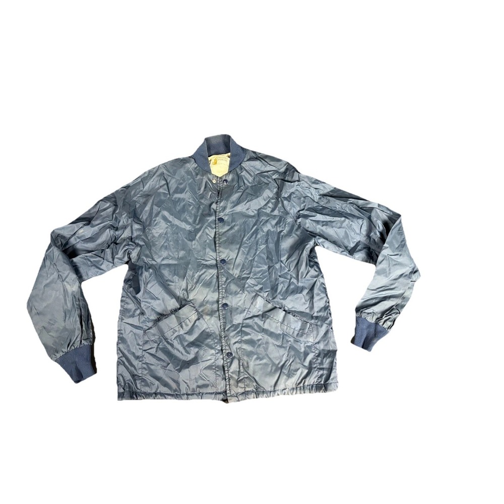 Vintage Fingerhut Fashions Coach Jacket Men's Medium Blue Ribbed Hem Long Sleeve